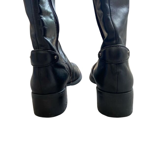 Etienne Aigner Equestrian Riding Boots 7.5M/37.5 Black Brown Leather Knee High - Picture 5 of 10